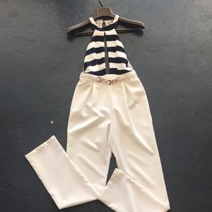 Navy & White Stripped Jumpsuit